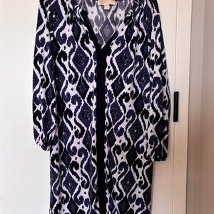 Michael Kors Blue and White Midi Dress